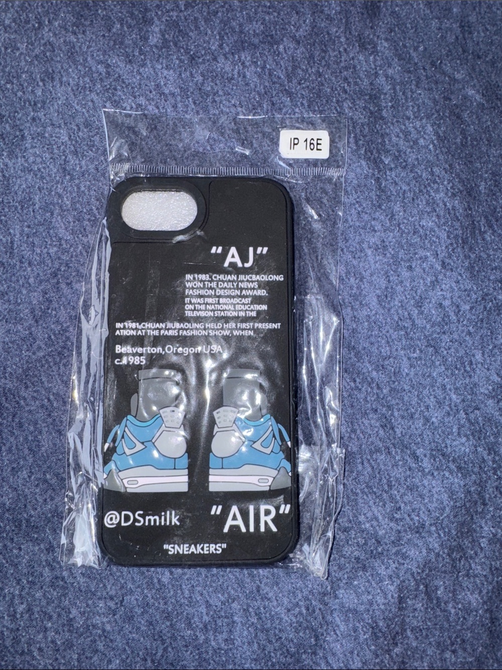 2/$15 Black IPhone 16E Case with Blue Sneaker Graphic